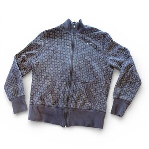 Nike Womens Jacket Large Brown Geometric Print Athletic Workout Zip Up